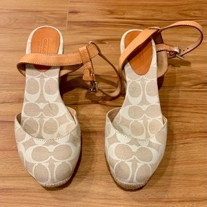 (AUTHENTIC!) COACH round-toed summer wedges.